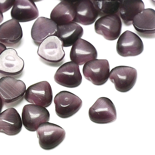 

PandaHall Cat Eye Cabochons, Heart, Purple, 12x12x3mm Glass Heart Purple