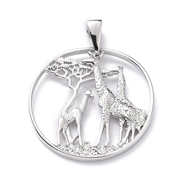 

PandaHall Brass Pendants, Long-Lasting Plated, Flat Round with Giraffe, Platinum, 28x2mm, Hole: 6x3.4mm Brass Flat Round