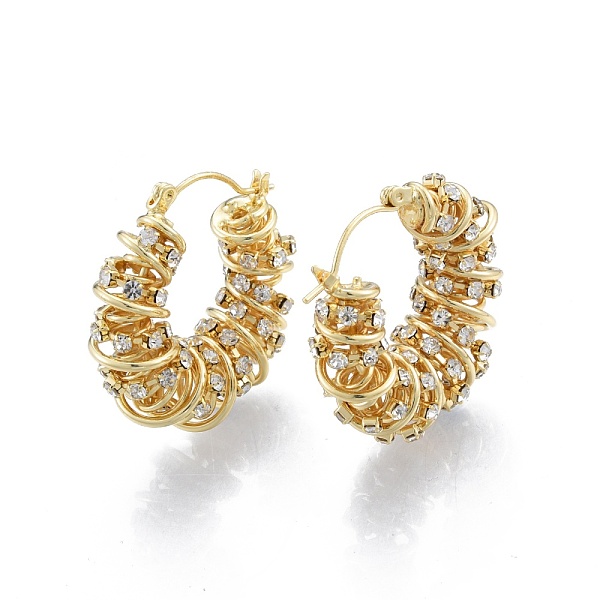 

PandaHall Clear Cubic Zirconia Croissant Hoop Earrings, Brass Wire Wrap Jewelry for Women, Real 18K Gold Plated, 30x11mm, Pin: 0.9mm Cubic...
