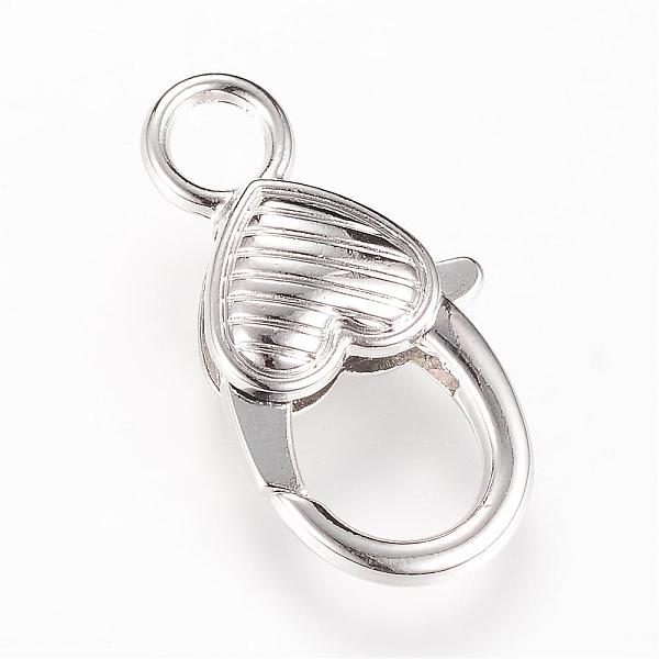 

PandaHall Alloy Lobster Claw Clasps, Heart, Platinum, 26.5x14x6mm, Hole: 4mm Alloy Heart
