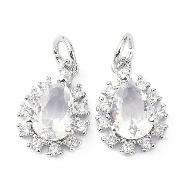 

PandaHall Brass Cubic Zirconia Charms, with Jump Ring, Long-Lasting Plated, Lead Free & Cadmium Free, Teardrop, Real Platinum Plated..., Clear