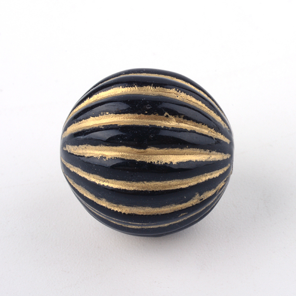 

PandaHall Round Plating Acrylic Beads, Golden Metal Enlaced, Black, 16.5x16mm, Hole: 2mm, about 200pcs/500g Acrylic Round Black