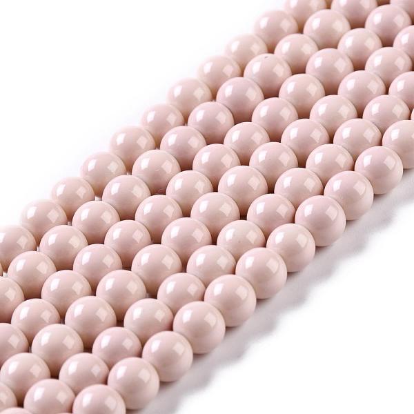 

PandaHall Painted Glass Beads Strands, Baking Paint, Round, Misty Rose, 6mm, Hole: 1.3~1.6mm, about 133pcs/strand, 31.4 inch Glass Round Red