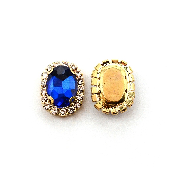 

PandaHall Sew on Rhinestone, Glass Rhinestone, with Light Gold Plated Brass Settings, Garment Accessories, Faceted, Oval, Sapphire..., Blue