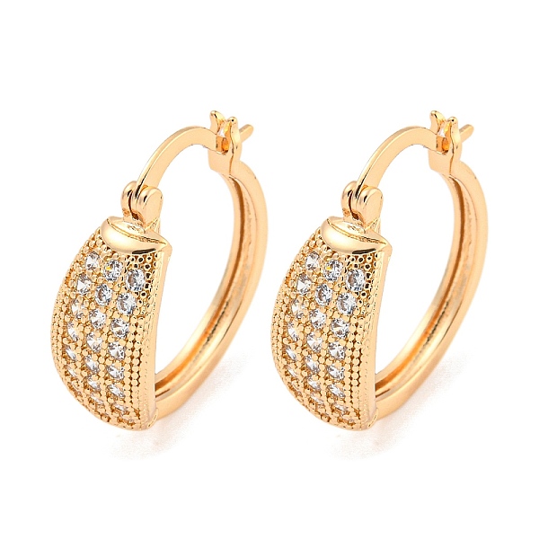 

PandaHall Brass Micro Pave Clear Cubic Zirconia Hoop Earrings, Leaf, Light Gold, 21.5x7.5mm Brass Leaf Clear