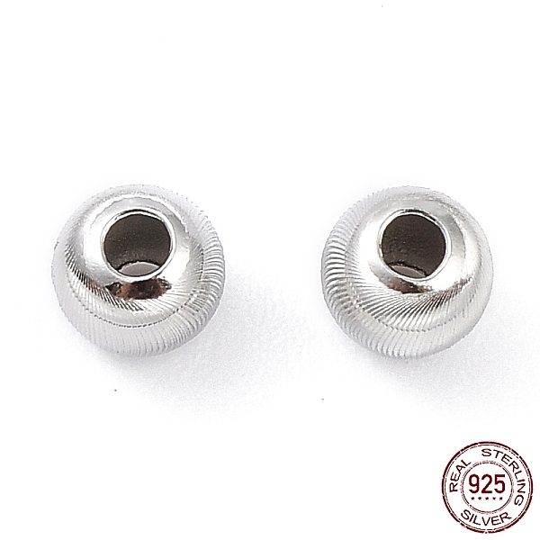

PandaHall Rhodium Plated 925 Sterling Silver Beads, Textured, Rondelle, Platinum, 5x4.5mm, Hole: 1.8mm Sterling Silver Rondelle