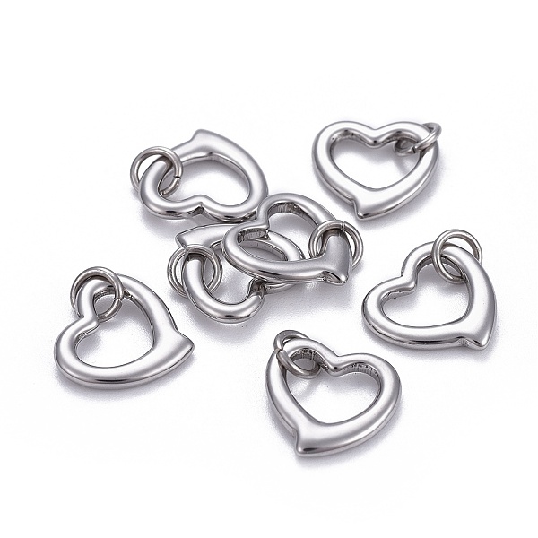 

PandaHall 304 Stainless Steel Open Heart Charms, with Jump Ring, Stainless Steel Color, 14x14x2mm, Hole: 4mm 304 Stainless Steel Heart