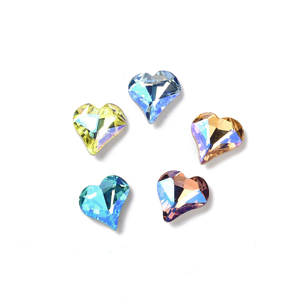 

PandaHall Glass Rhinestone Cabochons, Pointed Back & Back Plated, Heart, Mixed Color, 13x12x4.3mm Glass Rhinestone Heart Multicolor