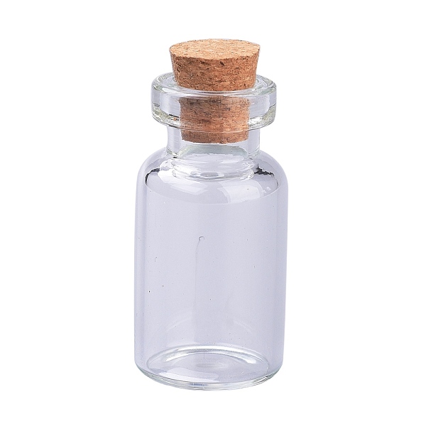 PandaHall Glass Bottles, with Cork Stopper, Wishing Bottle, Bead Containers, Clear, 1.55x3.1cm Glass Bottle Clear
