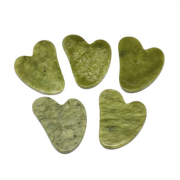 

PandaHall Natural Chinese Jade Gua Sha Boards, Scraping Massage Tools, Gua Sha Facial Tools, Heart, 80~82.5x59~62.5x4~6mm Jade Heart