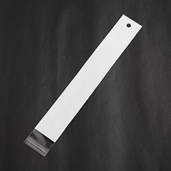 

PandaHall Rectangle OPP Cellophane Bags, White, 29x4cm, Unilateral Thickness: 0.035mm, Hole: 6mm, Inner Measure: 24x4cm OPP Cellophane White