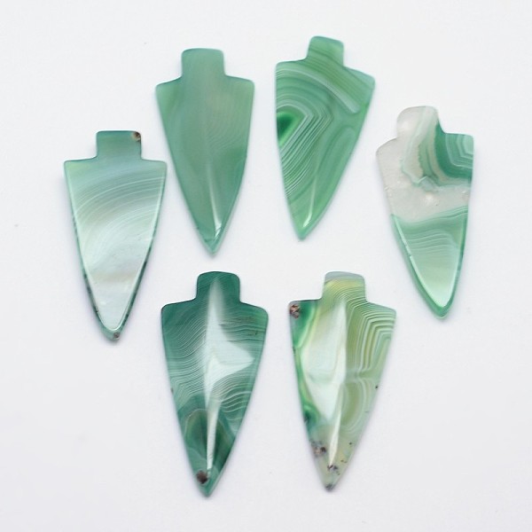 

PandaHall Arrowhead Natural Agate Cabochons, Dyed, Medium Turquoise, 42~47x21~22x5~6mm Natural Agate Arrow Cyan