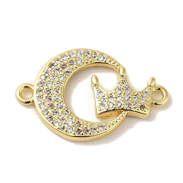 

PandaHall Rack Plating Brass Micro Pave Cubic Zirconia Links, Cadmium Free & Lead Free, Long-Lasting Plated, Moon, Crown, Real 18K Gold..., Clear