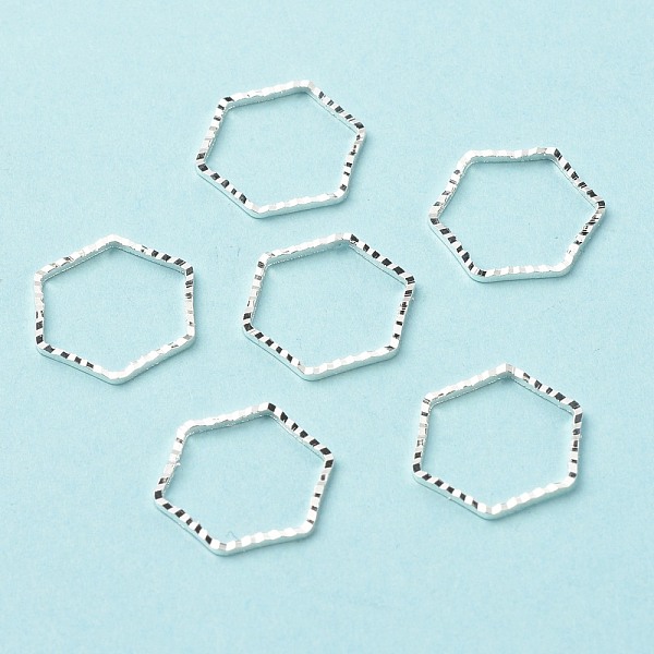 

PandaHall Brass Linking Rings, Long-Lasting Plated, Cadmium Free & Lead Free, Hexagon, 925 Sterling Silver Plated, 12x13.5x1mm, Inner...