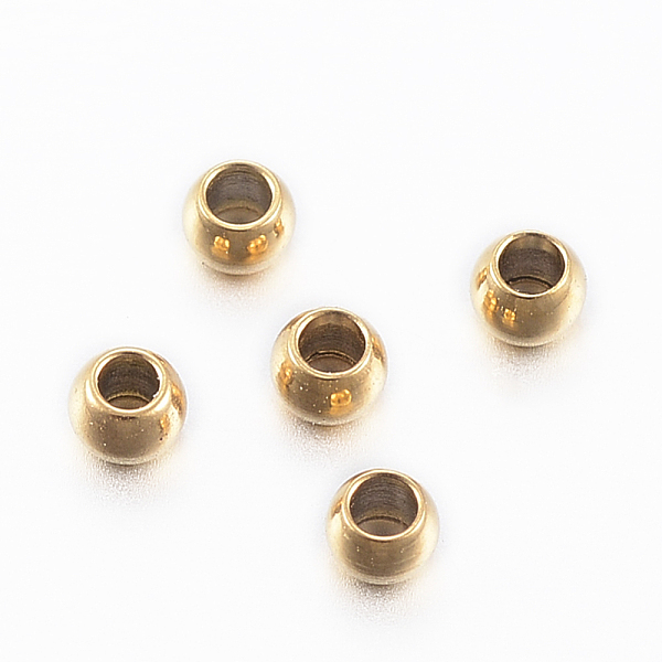 

PandaHall Ion Plating(IP) 304 Stainless Steel Beads, Round, Golden, 2x1.2mm, Hole: 1mm 304 Stainless Steel Round