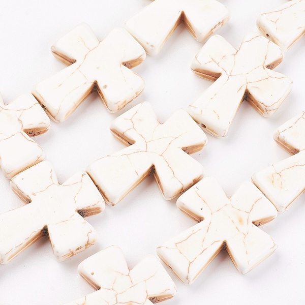 

PandaHall Synthetic Turquoise Beads Strands, Dyed, Cross, Beige, 35x30x7mm, Hole: 1mm, about 98pcs/1000g Synthetic Turquoise Cross Yellow