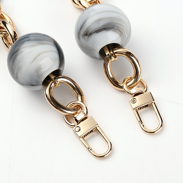 

PandaHall Oval & Round Beads Acrylic Bag Handle, with Alloy Finding, for Bag Replacement Accessories, WhiteSmoke, 35cm Acrylic White