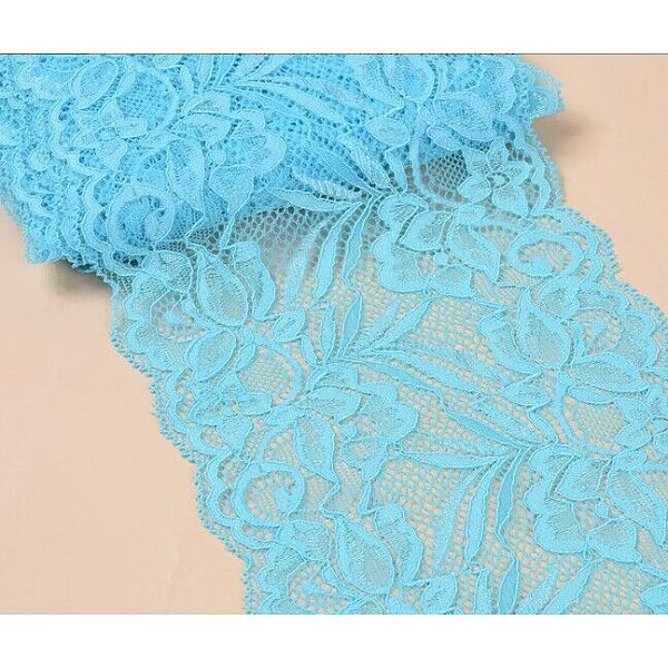 

PandaHall Lace Trim, Polyester Ribbon for Jewelry Making, Sky Blue, 5-7/8 inch(150mm) Polyester Cyan
