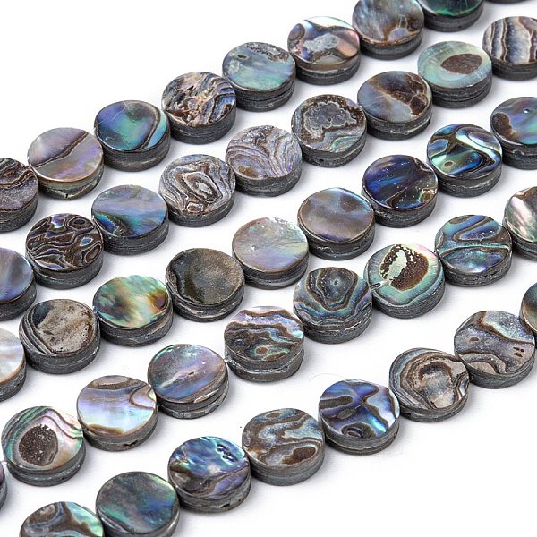

PandaHall Natural Abalone Shell/Paua Shell Beads Strands, Flat Round, Colorful, 8x3mm, Hole: 0.5mm, about 48pcs/strand, 16 inch Paua Shell...
