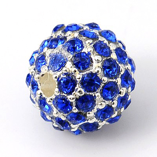 

PandaHall Alloy Rhinestone Beads, Grade A, Round, Silver Color Plated, Sapphire, 10mm, Hole: 2mm Alloy+Rhinestone Round Blue