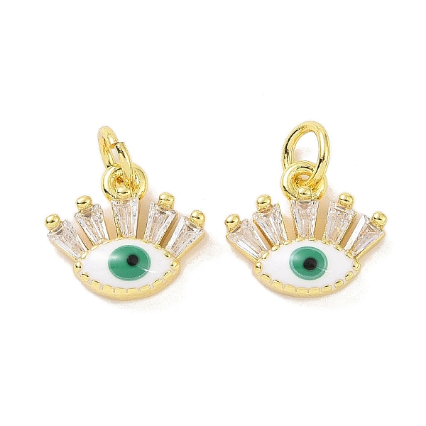 

PandaHall Real 18K Gold Plated Brass Micro Pave Cubic Zirconia Pendants, with Enamel and Jump Ring, Evil Eye Charms, White, 10x12x3mm, Hole...