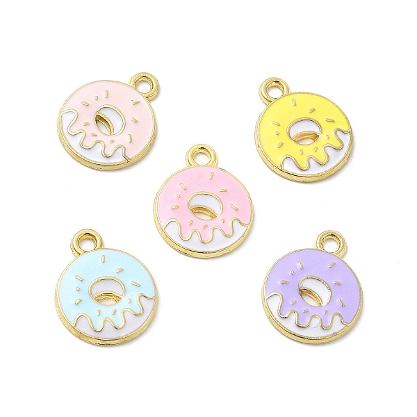

PandaHall Alloy Enamel Pendants, Donut Charm, Golden, Mixed Color, 19x15x2mm, Hole: 2mm Alloy+Enamel Donut Multicolor