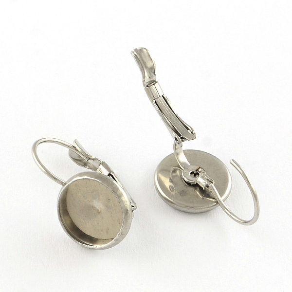 

PandaHall Flat Round Tray Smooth Surface 304 Stainless Steel Leverback Earring Findings, Stainless Steel Color, Tray: 10mm, 21x12mm, Pin...