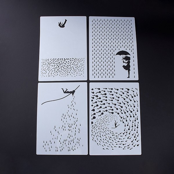 

PandaHall PET Drawing Stencil, Reusable Stencils for Paper Wall Fabric Floor Furniture Canvas Wood, Rectangle with Human Pattern, White...