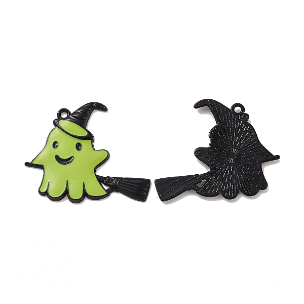 

PandaHall Halloween Theme Rack Plating Alloy Enamel Pendants, Ghost Charms, Electrophoresis Black, 33x39x2mm, Hole: 2mm Alloy+Enamel Ghost