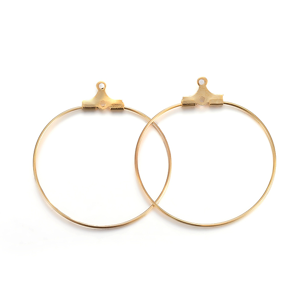 

PandaHall 304 Stainless Steel Pendants, Hoop Earring Findings, Ring, Golden, 34x31x1.5mm, 21 Gauge, Hole: 1mm, Inner Size: 29x30mm, Pin...