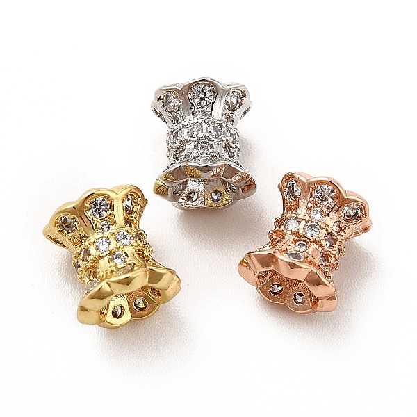 

PandaHall Rack Plating Brass Micro Pave Cubic Zirconia Beads, Long-Lasting Plated, Cadmium Free & Lead Free, Flower Column, Mixed Color..., Clear