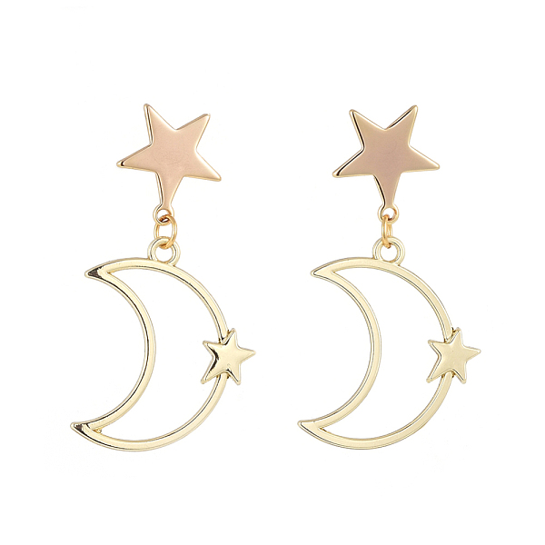 Star & Moon Dangle Stud Earrings