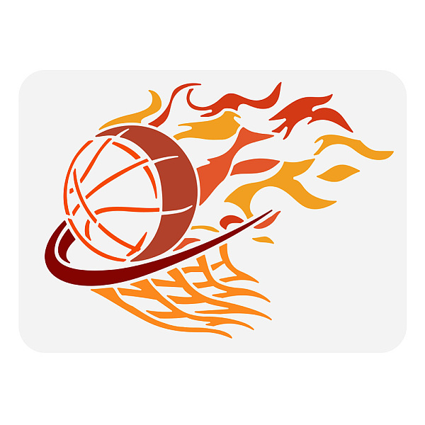 

PandaHall FINGERINSPIRE Basketball Painting Stencil 8.3x11.7inch Reusable Flame Basketball Pattern Drawing Template DIY Art Basketball...
