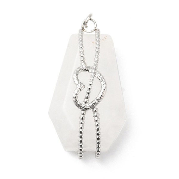 

PandaHall Natural Quartz Crystal Pendants, Hexagon Charm, with Stainless Steel Color Plated 304 Stainless Steel Heart Findings and Jump...