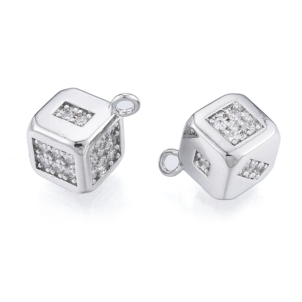 

PandaHall Brass Micro Pave Clear Cubic Zirconia Charms, Cadmium Free & Nickel Free & Lead Free, Dice, Real Platinum Plated, 15x12x12mm, Hole...
