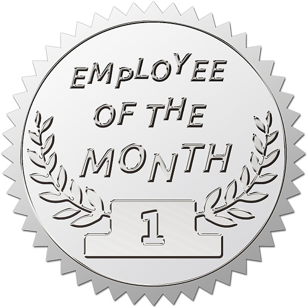 

PandaHall CRASPIRE 100Pcs Employee of The Month Embossed Seals Stickers 2" Waterproof Silver Foil Stickers Seals Self Adhesive Sticker Decor...