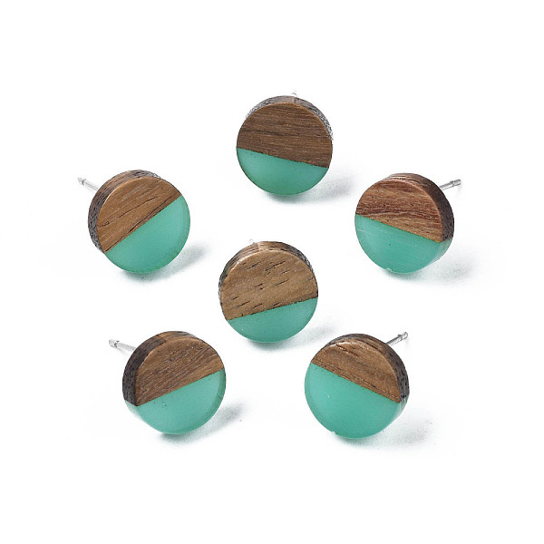 

PandaHall Transparent Resin & Walnut Wood Stud Earrings, with 316 Stainless Steel Pins, Flat Round, Turquoise, 10mm, Pin: 0.7mm Wood Flat..., Green