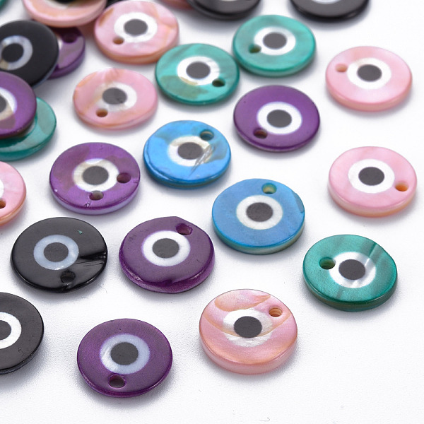

PandaHall Printed Freshwater Shell Charms, Flat Round with Evil Eye, Mixed Color, 12~13x1.5~3mm, Hole: 1.5~1.8mm Freshwater Shell Evil Eye..., Multicolor