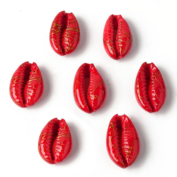 

PandaHall Natural Cowrie Shell Beads, No Hole/Undrilled, Dyed and Drawbench, Red, 18~22x12~14x7~8mm Cowrie Shell Shell Shape Red