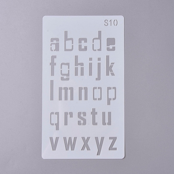 

PandaHall Plastic Drawing Stencil, For DIY Scrapbooking, Lowercase Letter a~z Pattern, White, 178x102x0.4mm Plastic White