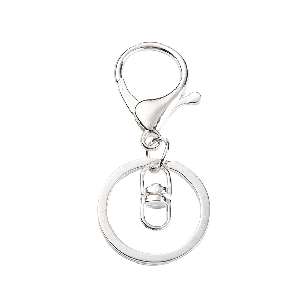 PandaHall Iron Alloy Lobster Claw Clasp Keychain, Silver Color Plated, 68x30mm Iron Others
