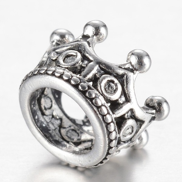 

PandaHall Alloy Beads, Crown, Large Hole Beads, Antique Silver, 10.5x7mm, Hole: 6mm Alloy Crown