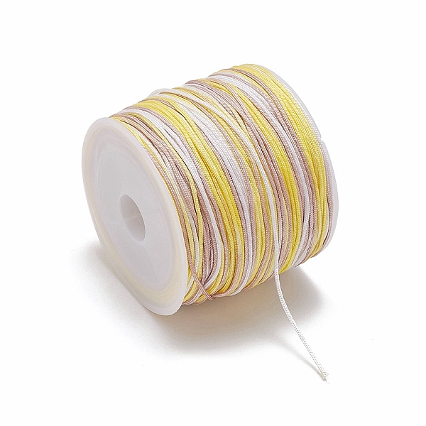 

PandaHall 50M Segment Dyed Nylon Chinese Knotting Cord, for DIY Jewelry Making, Yellow, 0.8mm, about 54.68 Yards(50m)/Roll Nylon Yellow