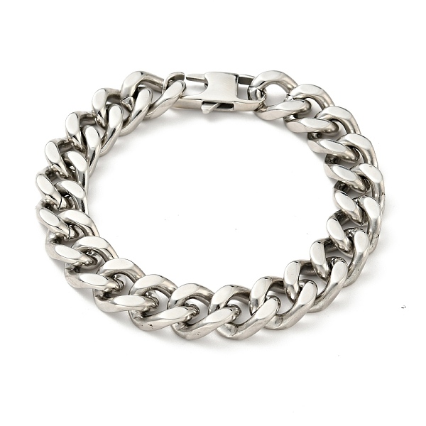 

PandaHall 201 Stainless Steel Curb Chain Bracelet for Men Women, Stainless Steel Color, 8-1/2 inch(21.7cm) 201 Stainless Steel