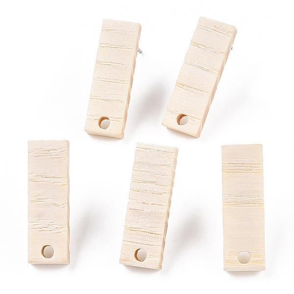 

PandaHall Ash Wood Stud Earring Findings, with 304 Stainless Steel Pin, Rectangle, 20x6.5mm, Hole: 1.8mm, Pin: 0.7mm Wood Rectangle