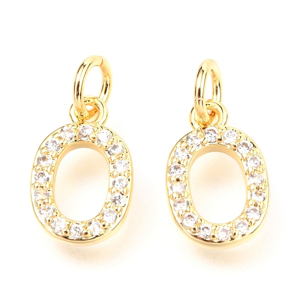

PandaHall Brass Micro Pave Cubic Zirconia Charms, with Jump Rings, Greek Alphabet, Real 18k Gold Plated, Letter.O, 12x7.5x1.8mm, Jump Ring..., Clear