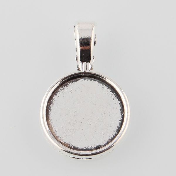 

PandaHall Tibetan Style Alloy Flat Round Pendant Cabochon Settings, Cadmium Free & Lead Free, Plain Edge Bezel Cups, Antique Silver, Tray...