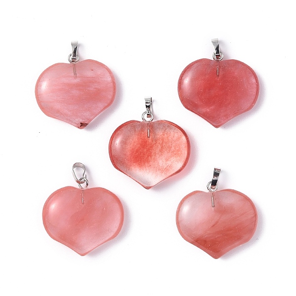 

PandaHall Cherry Quartz Glass Pendants, Heart Charms, with Platinum Tone Brass Findings, 23.5x25x8.5mm, Hole: 5x3.5mm Cherry Quartz Glass...