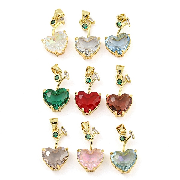 

PandaHall Rack Plating Brass Micro Pave Clear Cubic Zirconia Pendants, with Glass, Long-Lasting Plated, Cadmium Free & Lead Free, Real 18K..., Multicolor