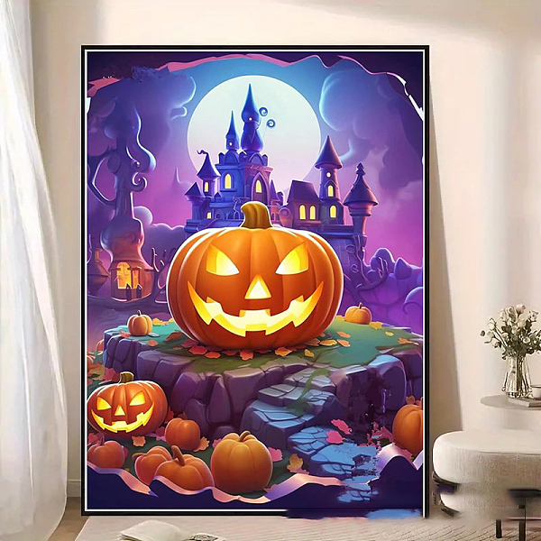 

PandaHall DIY Halloween Theme Diamond Painting Kit, Including Resin Rhinestones Bag, Diamond Sticky Pen, Tray Plate and Glue Clay, Pumpkin...
